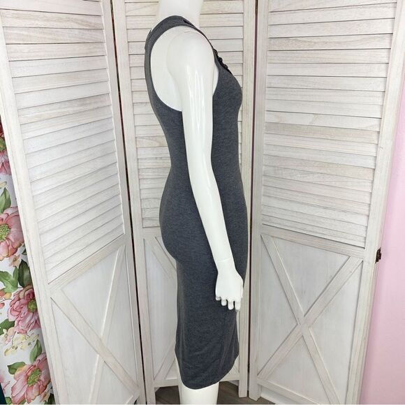 Express Y2K Beaded Neck Racer Back T-shirt Midi Dress Gray Black Small - Picture 3 of 10